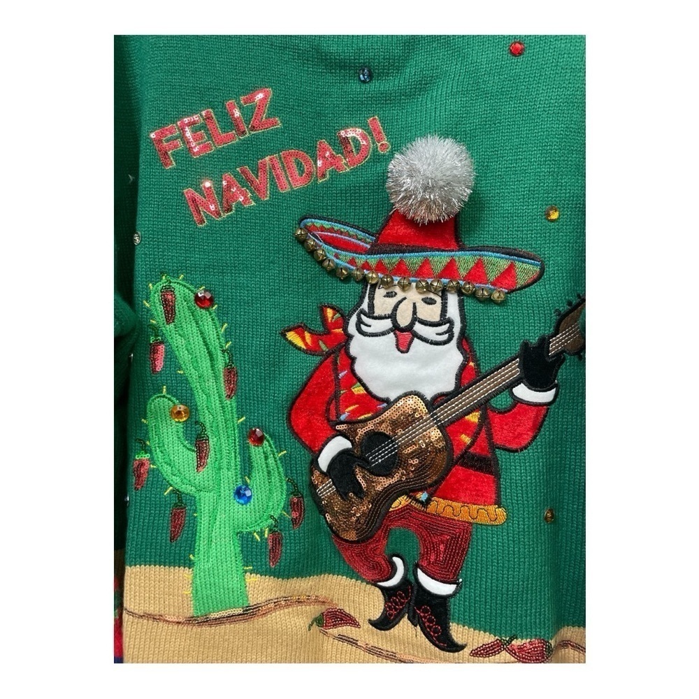 Holiday Time Feliz Navidad
Santa Sombrero Guitar Boots
Green Christmas Sweater - Picture 4 of 14